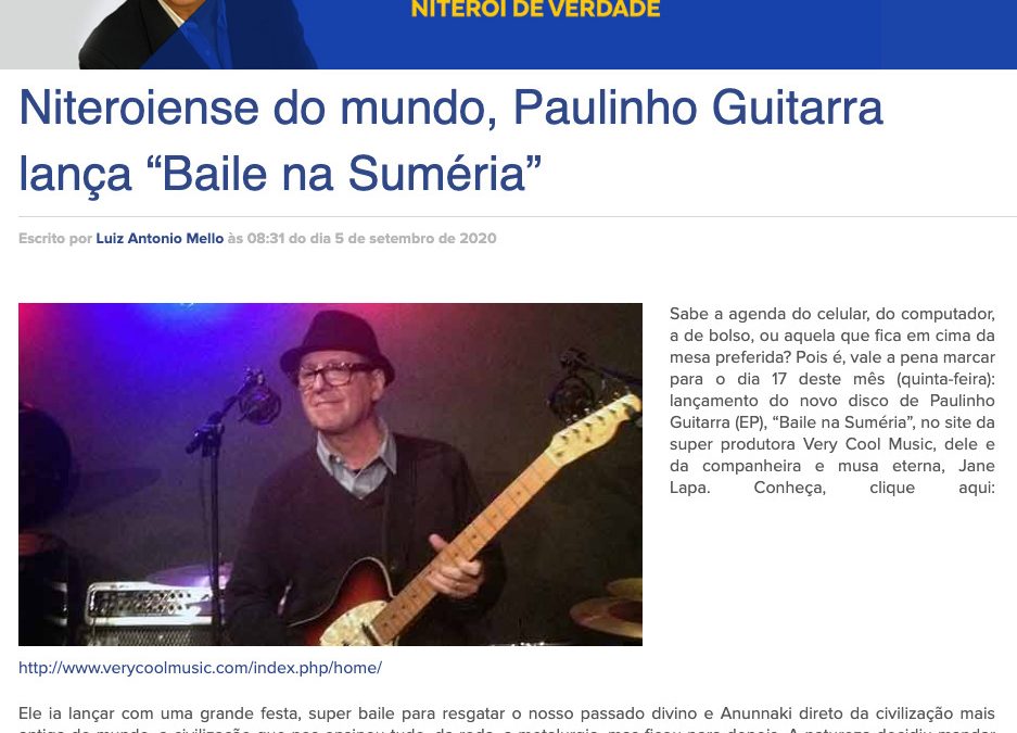Coluna Gilson Monteiro destaca lançamento do EP Baile na Suméria, de Paulinho Guitarra