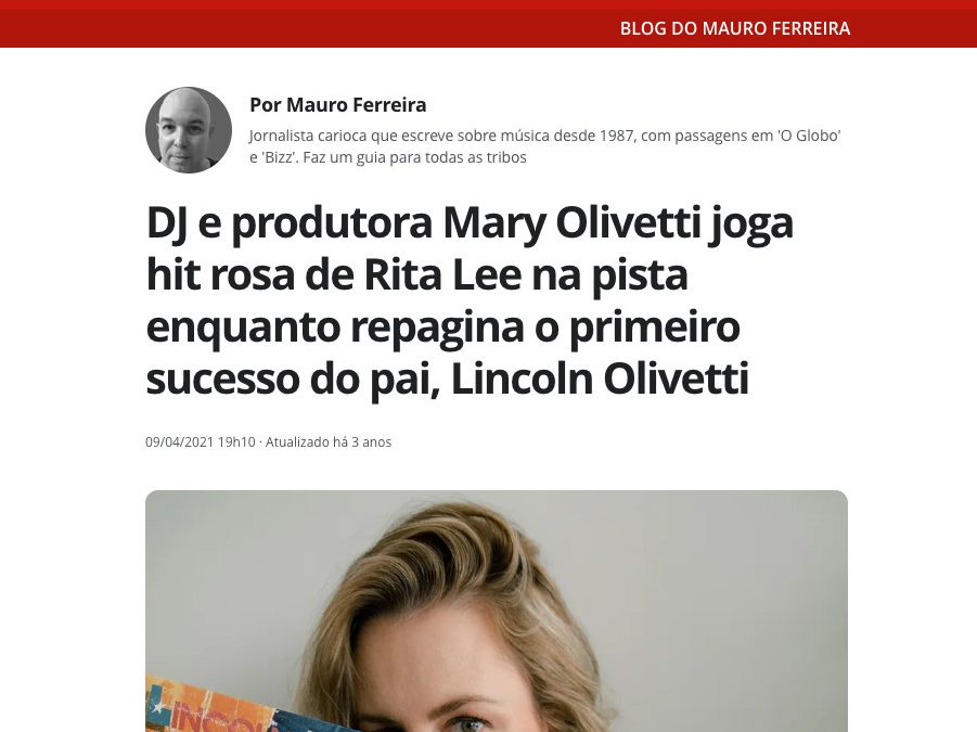Blog do Mauro Ferreira no G1 analisa regravação de hit de Rita Lee por Mary Olivetti com toque de Paulinho Guitarra