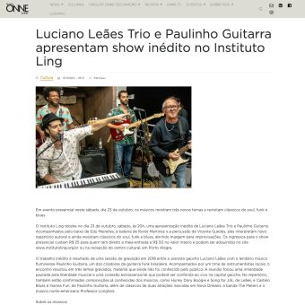 Revista Onne & Only divulga show de Luciano Leães Trio e Paulinho Guitarra no Instituto Ling