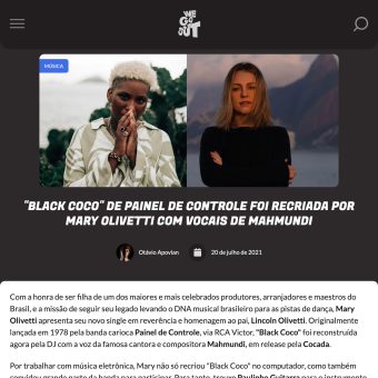 Single Black Coco, de Mary Olivetti, com participação de Paulinho Guitarra, ganha review no site We Go Out
